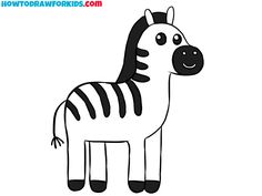 a cartoon zebra with black and white stripes