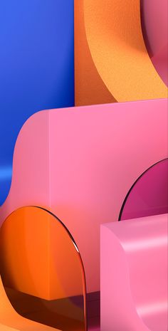 an abstract image of pink and orange shapes