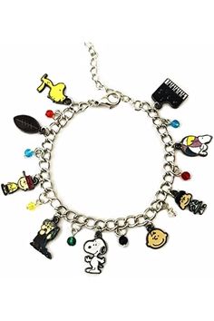 PRICES MAY VARY. Title: New Horizons Production Peanuts Snoopy & Friends Assorted Metal Charms Silvertone BRACELET. Product Type: Departments > Women > Jewelry > Bracelets > Charms & Charm Bracelets > Charm Bracelets > Link Snoopy Friends, Snoopy Items, Peanuts Charm, Metal Pendant Necklace, Funky Jewelry, Peanuts Snoopy, Velvet Bag, Metal Charm, Kids Jewelry