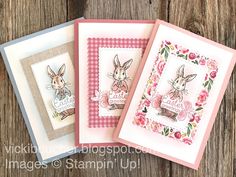 three cards, one with an easter bunny and the other with a rabbit on it