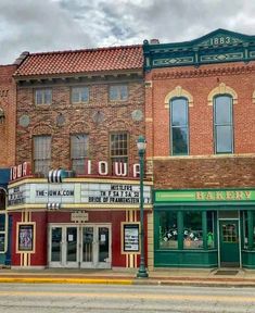 an old movie theater in the middle of town