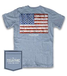 Short-Sleeve Kids American Flag Shirt by Fieldstone Outdoors Exceptional youth clothing isn't always easy to come across, especially something that upholds American values. However, Kid’s American Flag Shirts by Fieldstone Outdoors is exactly that. Exceptional youth clothing that upholds strong American values. Designed and made right here in the USA, these cheap kids’ t-shirts are durable and built to last. Fieldstone Outdoors doesn't just manufacture and print awesome outdoor clothing and acce American Flag Shirts, American Flag Kids, Youth Clothing, Pride Tees, American Flag Shirt, Outdoor Clothing, Flag Shirt, American Pride, Pocket Tshirt