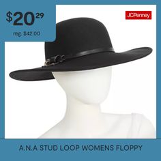 This a.n.a women's floppy hat will be a chic style accessory for fall and beyond. Made from soft felt, this wide-brim style comes accented with a faux leather trim at the base. Wear it with your favorite jeans and shirt. Base Material: 100% PolyesterCare: Spot CleanBrim Width: 4 InchCountry of Origin: Imported Jeans And Shirt, Womens Hats, Floppy Hats, Black Hat, Wide Brimmed, Leather Trim, Favorite Jeans, Hats For Women, Leather Trims