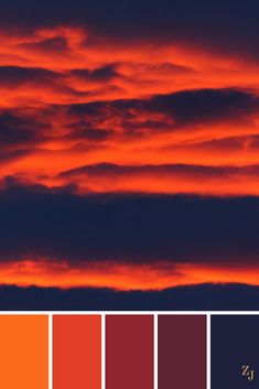 an orange and blue sky with clouds in the background, including one red color scheme