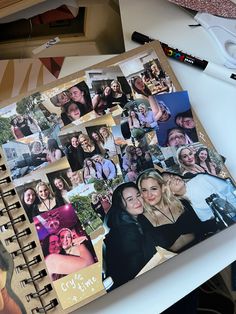 an open notebook with pictures of women on it