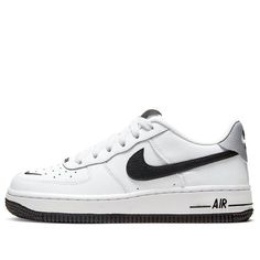 (GS) Nike Air Force 1 LV8 'White Black Mini Swoosh' CT5531-100 (AF1/SNKR) Nike Air Force 1 White For Light Sports, White Nike Air Force 1 For Light Sports, Nike Air Force 1 White Sports Shoes, Nike Air Force 1 White Breathable For Sports, Nike Air Force 1 White Breathable Sports Shoes, Air Force 1 Women, White Air Force 1, Nike Air Force 1, Stylish Sneakers