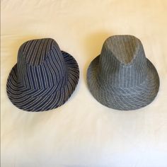 These Are New Xhilaration Brand From Target, Only Worn To Try On, Otherwise Never Worn. In Perfect Shape, And Carefully Selected During Purchase In The Early 2000’s. I’m Ocd Like That... Measurements: Between 22 And 23 Inch Diameter. Gray Pin Stripe Fedora Is Nwt. Navy Blue Striped Is Nwot. Fitted Gray Summer Hat, Casual Gray Fedora For Summer, Casual Gray Summer Fedora, Adjustable Gray Fedora For Summer, Jean Bucket Hat, Cute Winter Hats, Corduroy Bucket Hat, Womens Straw Hats, Tan Hat