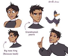 an image of cartoon character expressions for the animated movie, gooseman's pearls