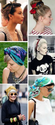 Penteados fáceis Scarf Hair, Scarf Hairstyles, Bandanas, Hair Wrap, Pin Up, Plus Size, Hair Styles, Hair, Beauty