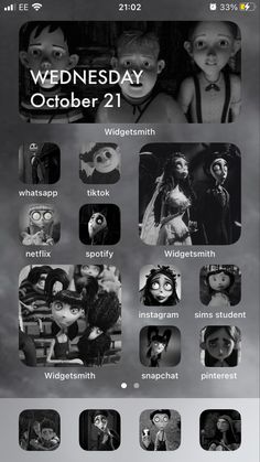 an iphone screen with many different pictures and words on the phone, including characters from movies