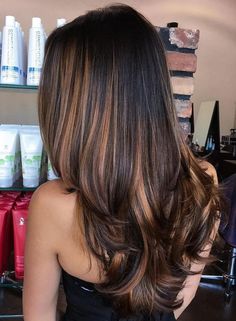 Brown Hair With Caramel Highlights, Straight Black Hair, Balayage Blonde, Brown Balayage, Hair Color Highlights, Hair Color Balayage, Dark Blonde