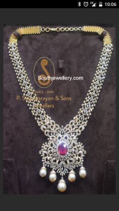 Lovely diamond necklace Latest Jewellery Designs, Gold Earrings Wedding, Silver Jewellery Indian, Diamond Necklace Designs