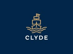 the clyde logo is shown on a dark blue background with gold foil and white lettering