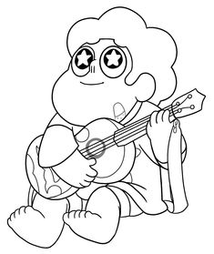 a cartoon character playing the guitar