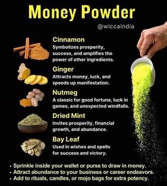 Money Powder Recipe, Blockbuster Spell Herbs, Return To Sender Spell Herbs, Money Herbs Magic, Money Oil Recipe Witchcraft, Money Powder, Money Herbs, Diy Doll House Kitchen