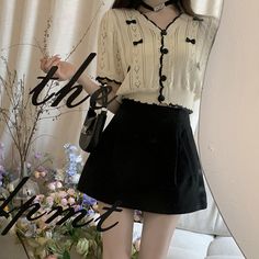 Size: L, Color: Black skirt Winter Mini Skirt For Day Out, Chic Black Cardigan For Day Out, Elegant Black Skort For Winter, Elegant Black Winter Skort, Black Mini Skirt For Fall Day Out, Elegant Black Mini Skirt For Day Out, Skirt Korean Outfit, Louis Vuitton Capucine, Louis Vuitton Petite Malle