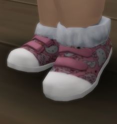 a person with hello kitty shoes on their feet