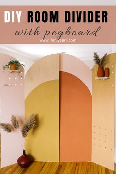 the diy room divider with pegboard is an easy way to make it look like