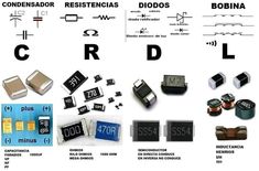 some electronic components are labeled in spanish and have numbers, letters, and symbols on them