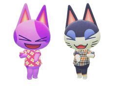 two stuffed animals that are standing next to each other on a white surface, one is wearing a plaid shirt and the other has an animal with its eyes closed