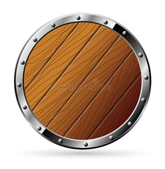 a metal porthole with wooden planks and rivets on the side, isolated