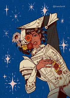 an image of a woman with flowers in her hair