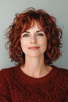 34 Ultra-Chic Short Curly Hairstyles for Women Over 50 in 2024 – CreativeBooster Curly Bob With Fringe, Curly Fringe