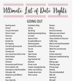 the ultimate list of date nights to go out for your next date or wedding night