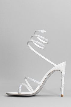 100% Calf leather 100% Satin White Leather Sandals, Rene Caovilla, Iconic Women, Italian Luxury, Luxury Retail, Luxury Shoes, Shoe Brands, White Leather, Women's Shoes Sandals