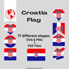 the croatia flag is shown with different shapes