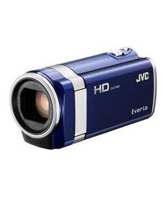 an image of a blue digital camera on a white background with the words jvc