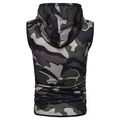 Zipper Hooded Sleeveless Camo Vest – ALLRJ Dress History, Hooded Jacket Men, Sports Vest, Navy And Khaki