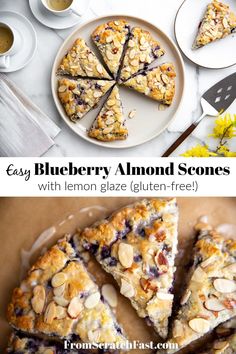 blueberry almond scones with lemon glaze gluten - free on a plate