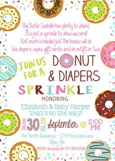 an advertisement for a donut shop with sprinkles on the front and back