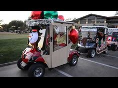 a golf cart with christmas decorations on it