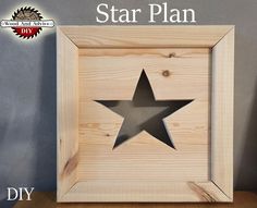 a wooden frame with a black star cut out in it and the words diy written below