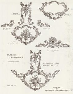 the design for an ornate corner, with four different designs in each corner and three separate corners