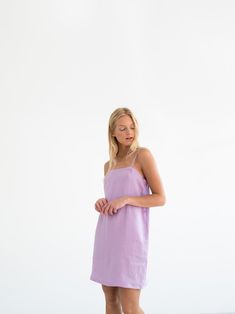 VIOLET Linen Slip Dress / Strappy Summer Mini Dress / Lilac / | Etsy Blue Linen Dress Outfit, Linen Dress Outfit Summer, Linen Slip Dress, Summer Mini Dress, Dress Lilac, Handmade Clothing, Dressy Dresses, Vintage Maxi Dress, Lilac Dress