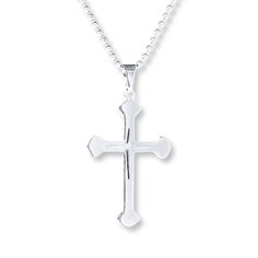 A four-pointed star accents the center of this stainless steel men's cross necklace, giving it a distinctive look. The pendant sways from a 22-inch ball chain that secures with a lobster clasp. Cross Chain Men, Cross Necklace Men, Mens Cross Necklace, Silver Cross Necklace, Jewelry Advice, Mens Crosses, Gold Chains For Men, Cross Chain, White Necklace