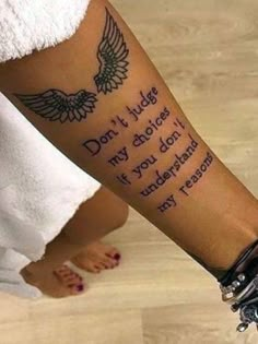 a person with a tattoo on their arm that says don't hide my choices if you don't understand any reason