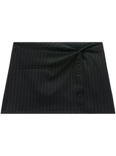 black/white wool blend pinstripe print twist detailing low-rise side button fastening side welt pocket straight hem thigh-length Pinstripe Mini Skirt, Fantasy Gowns, Airport Fashion, Fit Inspo, Welt Pocket, Low Rise, High Fashion, What To Wear, Wool Blend