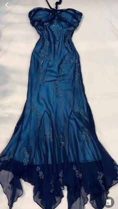 Prom 2000s Dress, Hoco Dresses Y2k, 200s Prom Dress, Prom Dresses 2000, Vintage Blue Dress Aesthetic, Mermaid Aesthetic Dress, 2000s Hoco Dress, Y2k Homecoming Dresses, 2000s Homecoming Dress