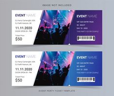 two tickets for an event with people on the stage