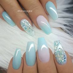 12 Nails That Will Make You Take Another Look - HashtagNailArt.com Nails Healthy, Nails With Glitter, Glitter Accent Nails, Winter Nails Acrylic, Ombre Nail Designs, Acrylic Nails Coffin, Pretty Acrylic Nails