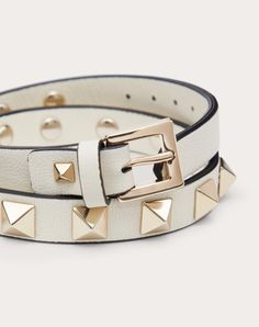 Valentino Garavani Rockstud calfskin leather double-strap bracelet. - Platinum-finish studs - Adjustable strap - Made in Italy Double Wrap Bracelet, Light Ivory, Italian Fashion Designers, Online Boutiques, Italian Fashion, Earings Piercings, Valentino Garavani, Womens Bracelets, Online Boutique