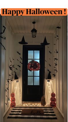 Halloween Ghosts Front Porch! Small Front Door Halloween Decor, Halloween Apartment Decor Front Doors, Fall Decor Above Kitchen Cabinets, Fall Decor Hobby Lobby, Outdoor Fall Decor Diy, Apartment Fall Decor, Fall Decor Aesthetic, Halloween Entryway Decor