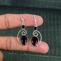 Flat 75% off when you will add 3 or more items in your cart of our store. Red Garnet Earring Handmade Boho Jewelry 925 Sterling Silver Earrings Gemstone Elegant Earring Amazing Jewelry Gift For Love, Christmas Gift Main Stone Name: Red Garnet Main Stone Color:  Red Main Stone Creation: Lab Created Metal: 925 Sterling Silver Note: This jewelry is made of Lab Created gemstones, So their can be difference in the gemstone shade & color because the picture is taken in bright lightening conditions And Valentine's Day Gemstone Earrings Gift, Sterling Silver Gemstone Earrings For Valentine's Day, Garnet Gemstone Earrings, Garnet Gemstone Earrings As A Gift, Valentine's Day Sterling Silver Drop Earrings, Garnet Drop Earrings As Gift, Gemstone Drop Earrings For Valentine's Day, Garnet Drop Earrings For Anniversary, Garnet Drop Earrings For Gifts