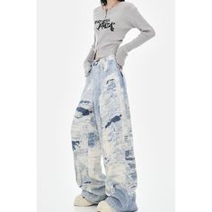 M-185-22 Graffiti Jeans, Dance Pants Hip Hop, Wide Leg Baggy Jeans, High Waisted Wide Leg Jeans, Dance Pants, Jeans Fabric, Tie Dye Designs, Solid Color Shirt, Outdoor Jacket