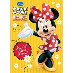 minnie mouse big fun coloring book with stickers on the front and back cover, featuring an image of mickey mouse