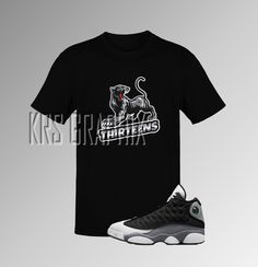 Sneakerheads, get ready to rock the freshest style with our Jordan 13 Black Flint inspired t-shirt! 🔥 Made from a soft and lightweight combed and ring-spun cotton blend, this t-shirt is comfortable and flattering for both men and women. With Nickname inspired graphics inspired by the iconic Jordan 13 Black Flint colorway, this t-shirt is a must-have for any true sneakerhead. This t-shirt features a pre-shrunk fabric, shoulder-to-shoulder taping, and side-seamed construction for durability. The fabric weight is 4.2 oz (142 g/m2) and comes in a variety of colors. Please note that the Jordan 13 Black Flint shown in the images is not included and any shoes displayed in our listings are sold separately and are only used for marketing purposes. When it comes to care, this t-shirt should be wash Black Fan Apparel T-shirt With Graphic Design, Black Fan Apparel T-shirt With Sublimation Print, Black Sublimation Print Fan Apparel T-shirt, Black Hip Hop T-shirt For Fan Merchandise, Black Hip Hop T-shirt Fan Merchandise, Jordan 13 Black Flint, Jordan 13 Black, Fresh Sneakers, Lucky Green